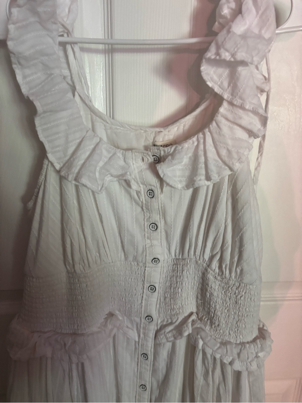 Anthropologie Pilcro ruffled smocked waist button up dress - Picture 8 of 10